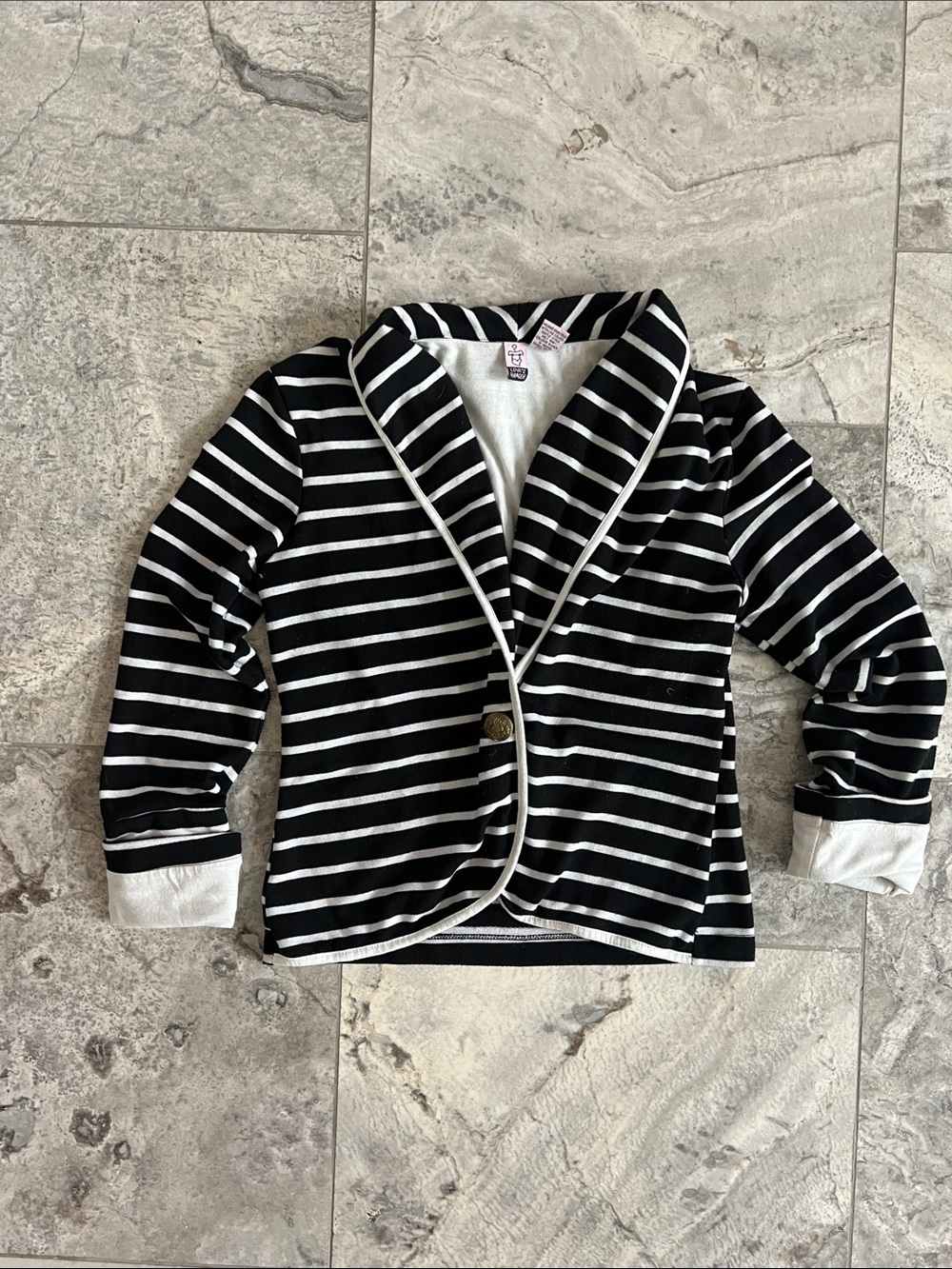 love on a hanger Black and White Striped Shawl Collar Blazer Jacket